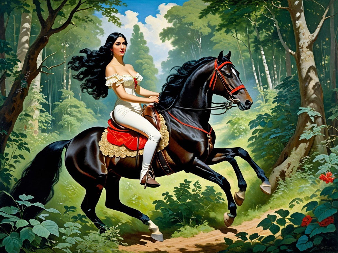 Amazon on horseback