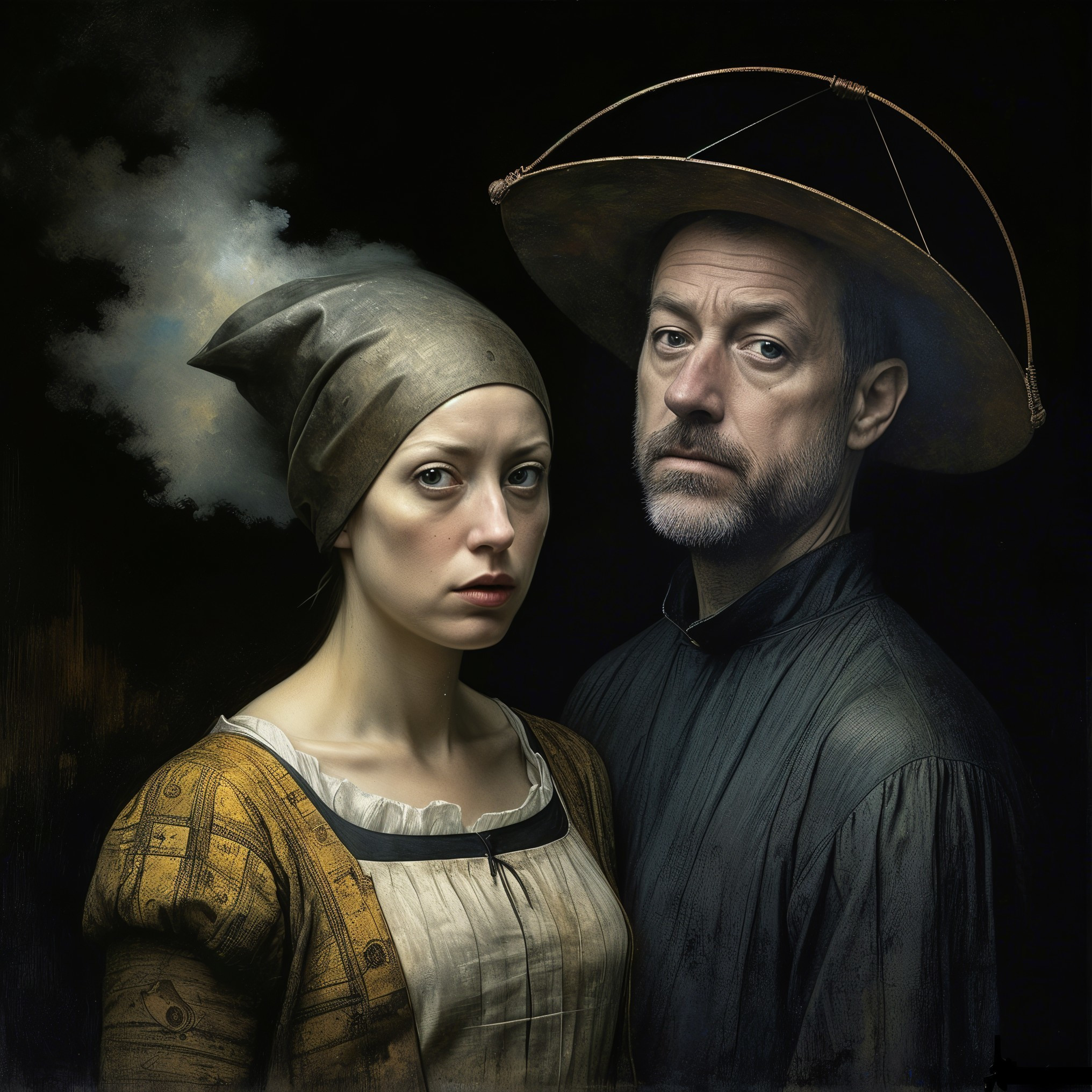Portrait of Two Figures in Historical Attire