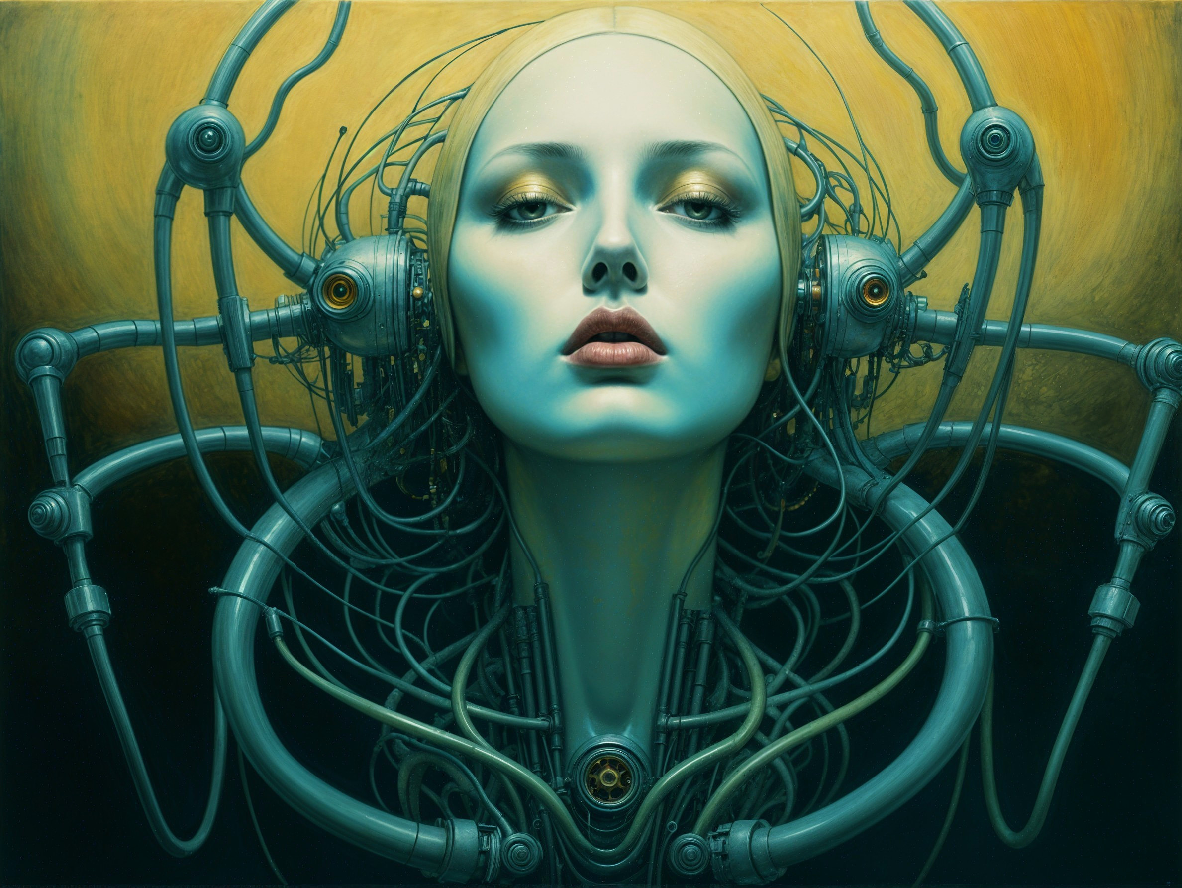 Futuristic Portrait of Woman with Human-Machine Blend