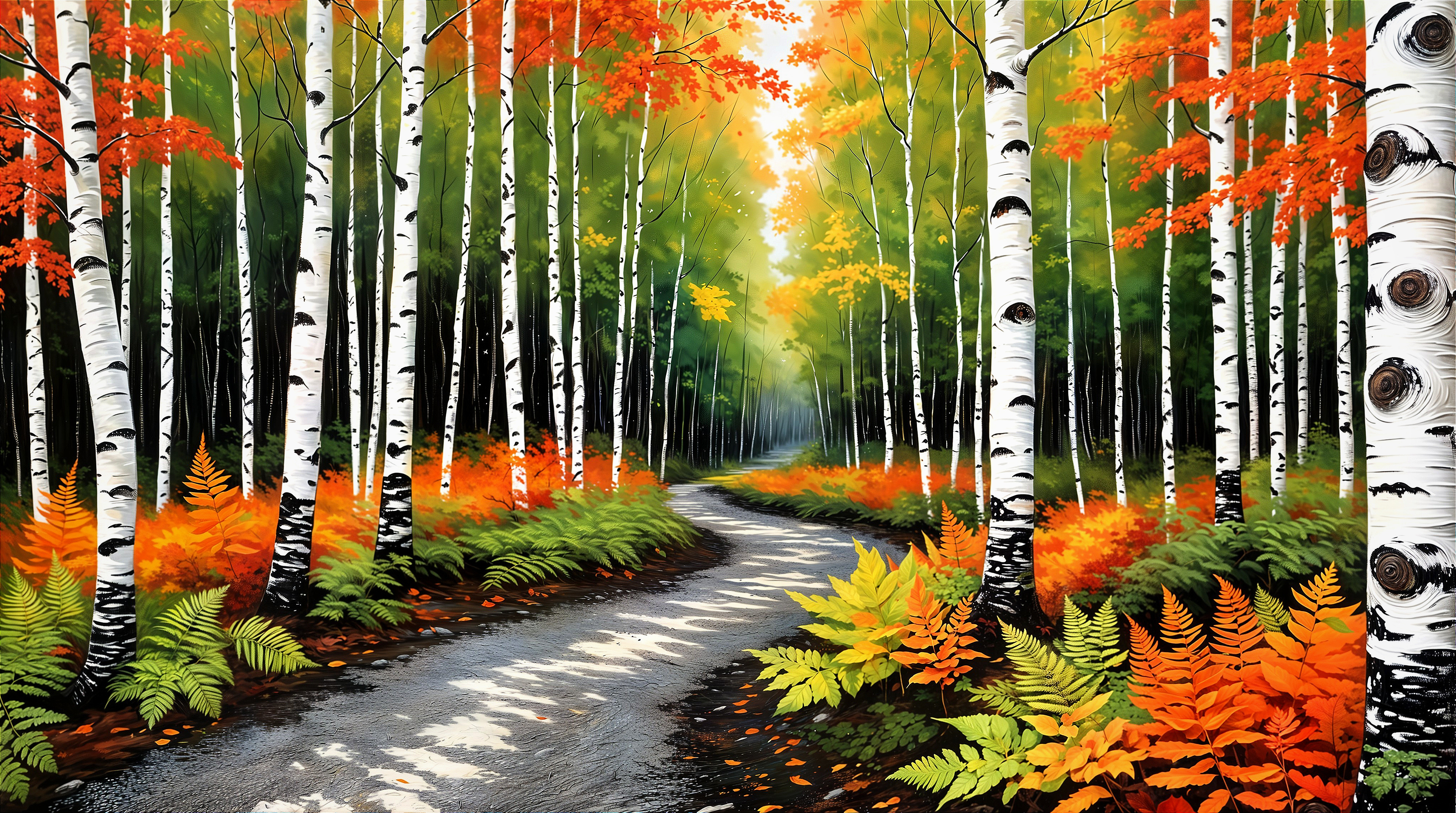 Winding Path through a Vibrant Autumn Forest