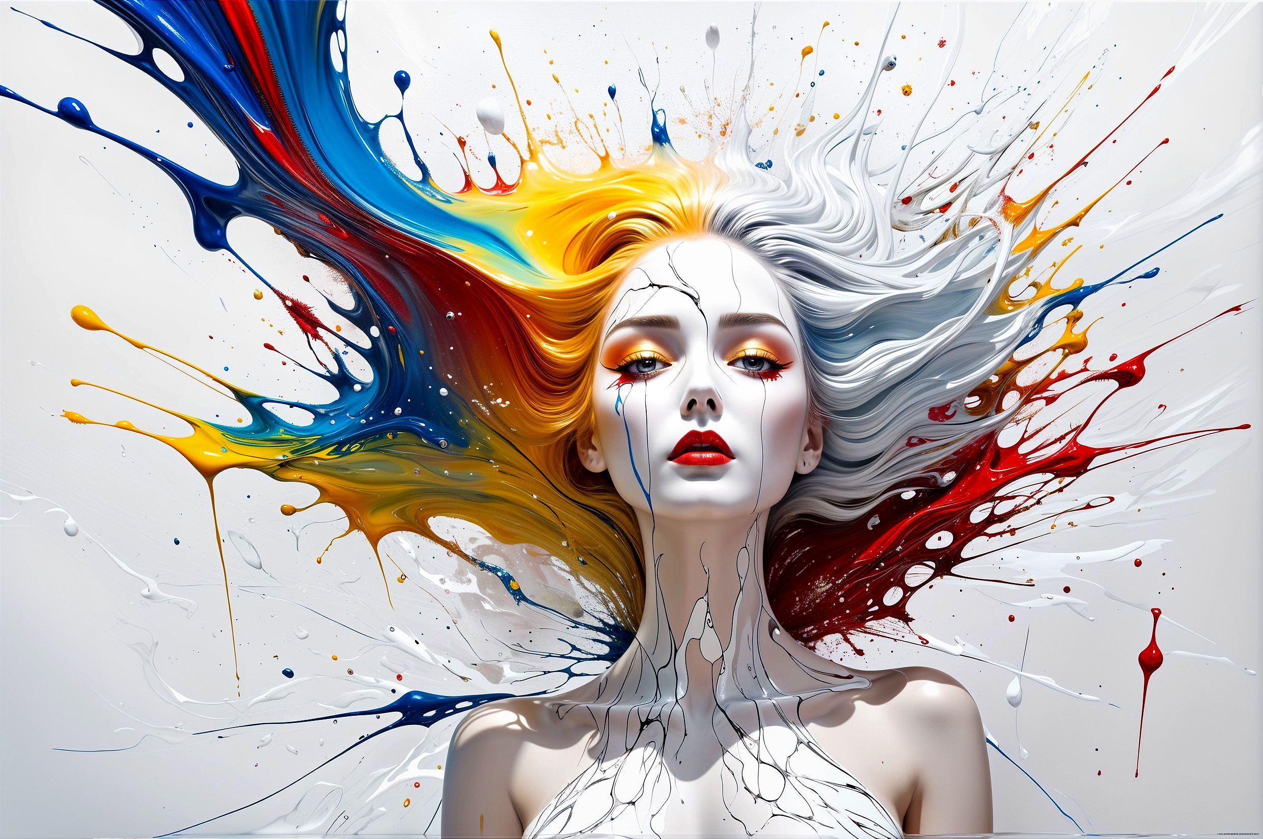 Portrait of a Woman with Colorful Hair and Makeup