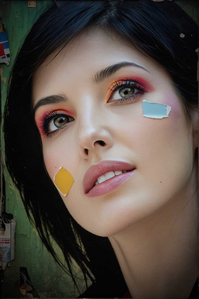 Close-Up Portrait of a Young Woman with Bold Makeup