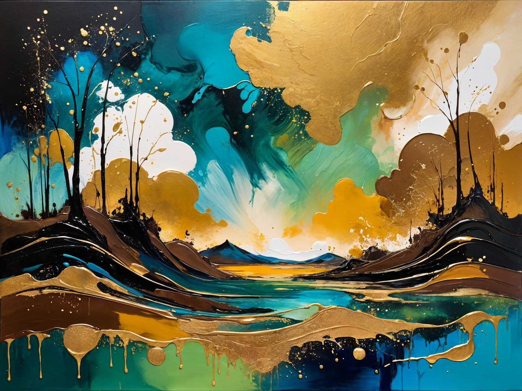 Vibrant Abstract Landscape with Turquoise Waters