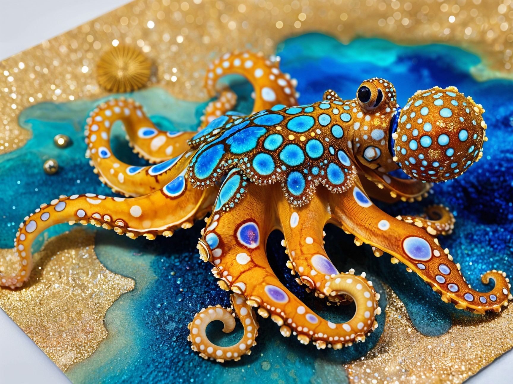 Vibrant Octopus with Orange and Blue Patterns