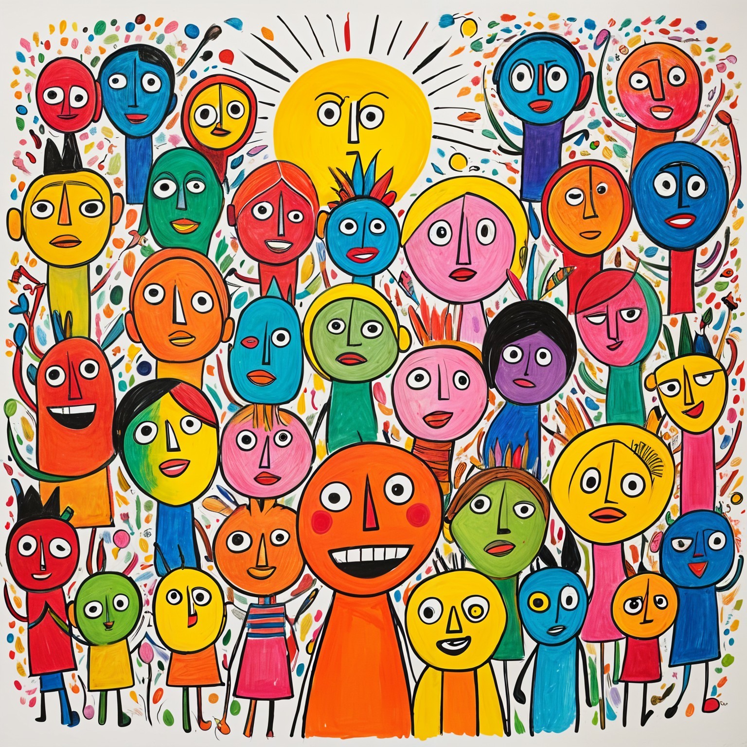 Colorful Cartoon Characters in Playful Patterns