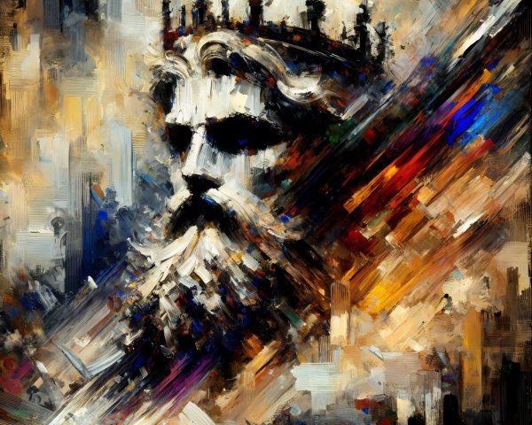 Abstract Portrait of a Majestic King with Crown