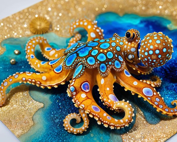 Vibrant Octopus with Orange and Blue Patterns