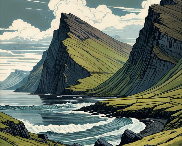 Dramatic Coastal Landscape with Cliffs and Ocean Waves
