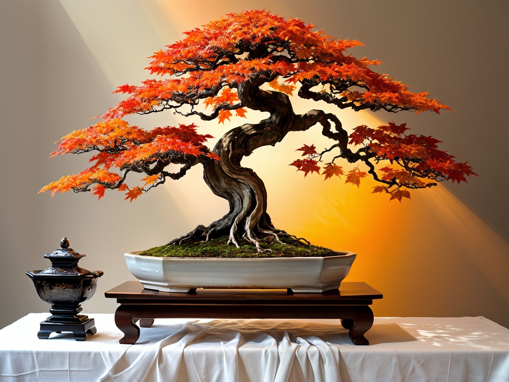 Vibrant Maple Bonsai Tree in Elegant Display Setting