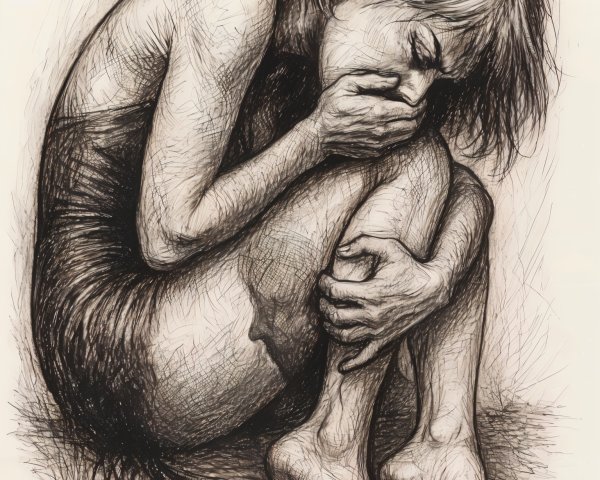 Artwork of a Young Girl in a Vulnerable Pose