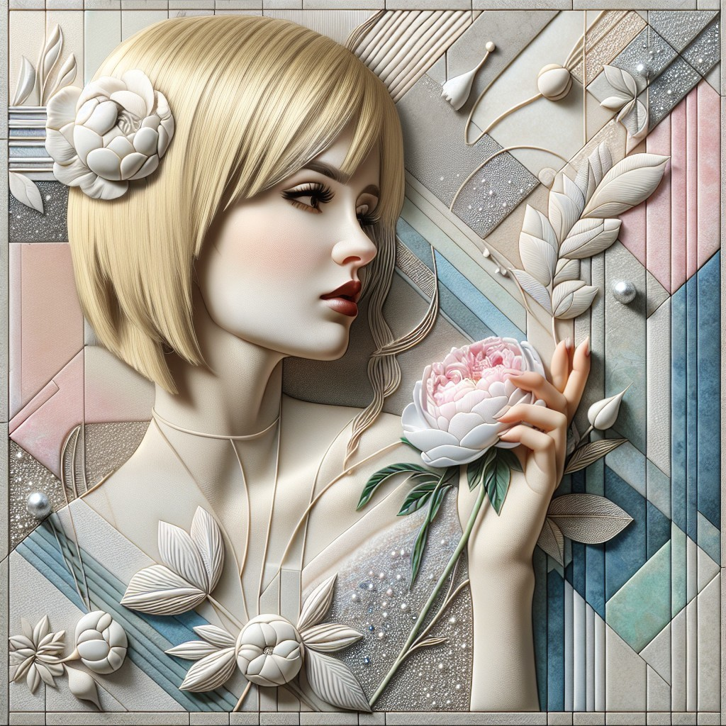 Stylized portrait of a woman with floral motifs