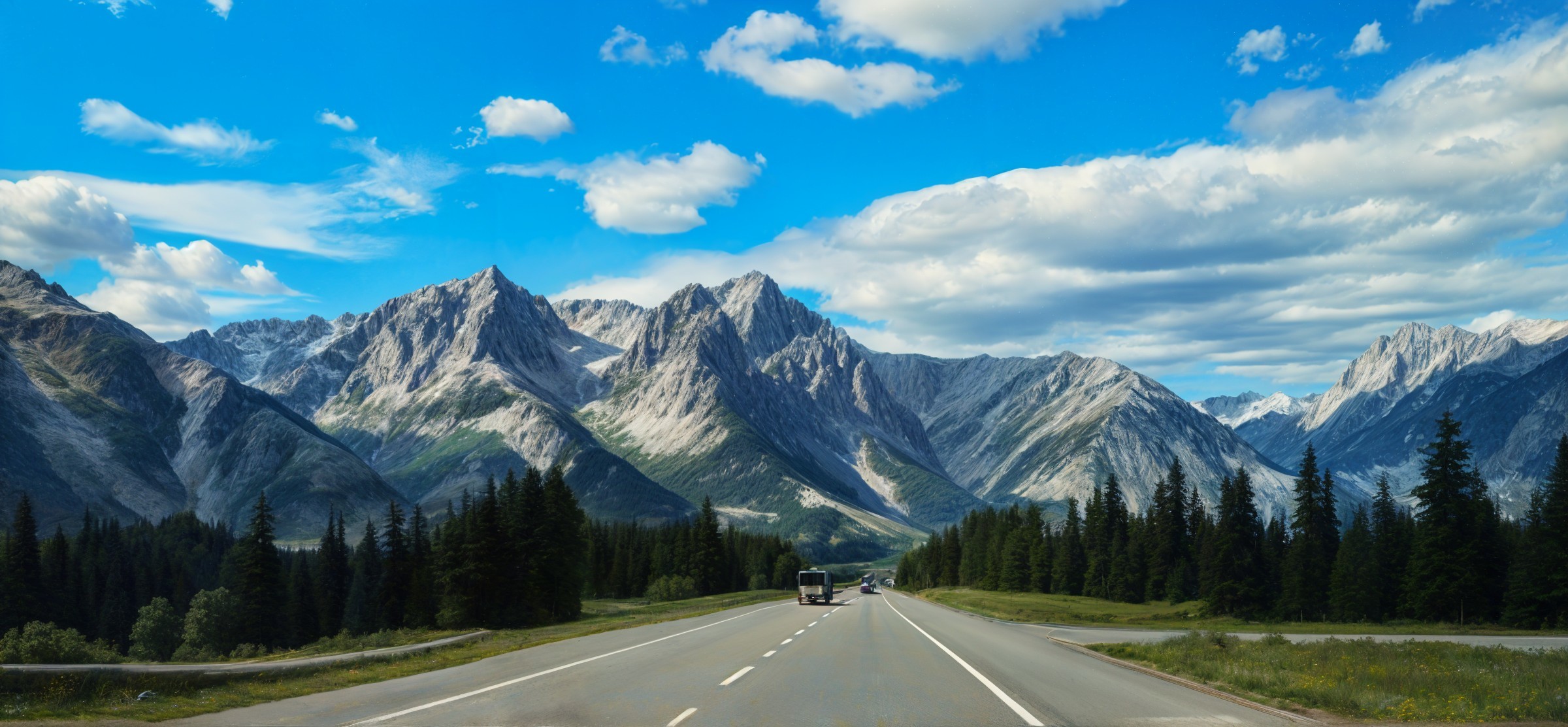Serene Highway Through Majestic Mountain Landscape