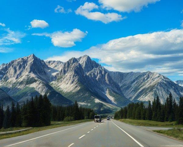Serene Highway Through Majestic Mountain Landscape