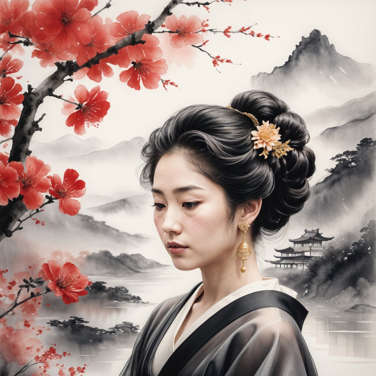 Portrait of a Young Woman in Traditional Attire