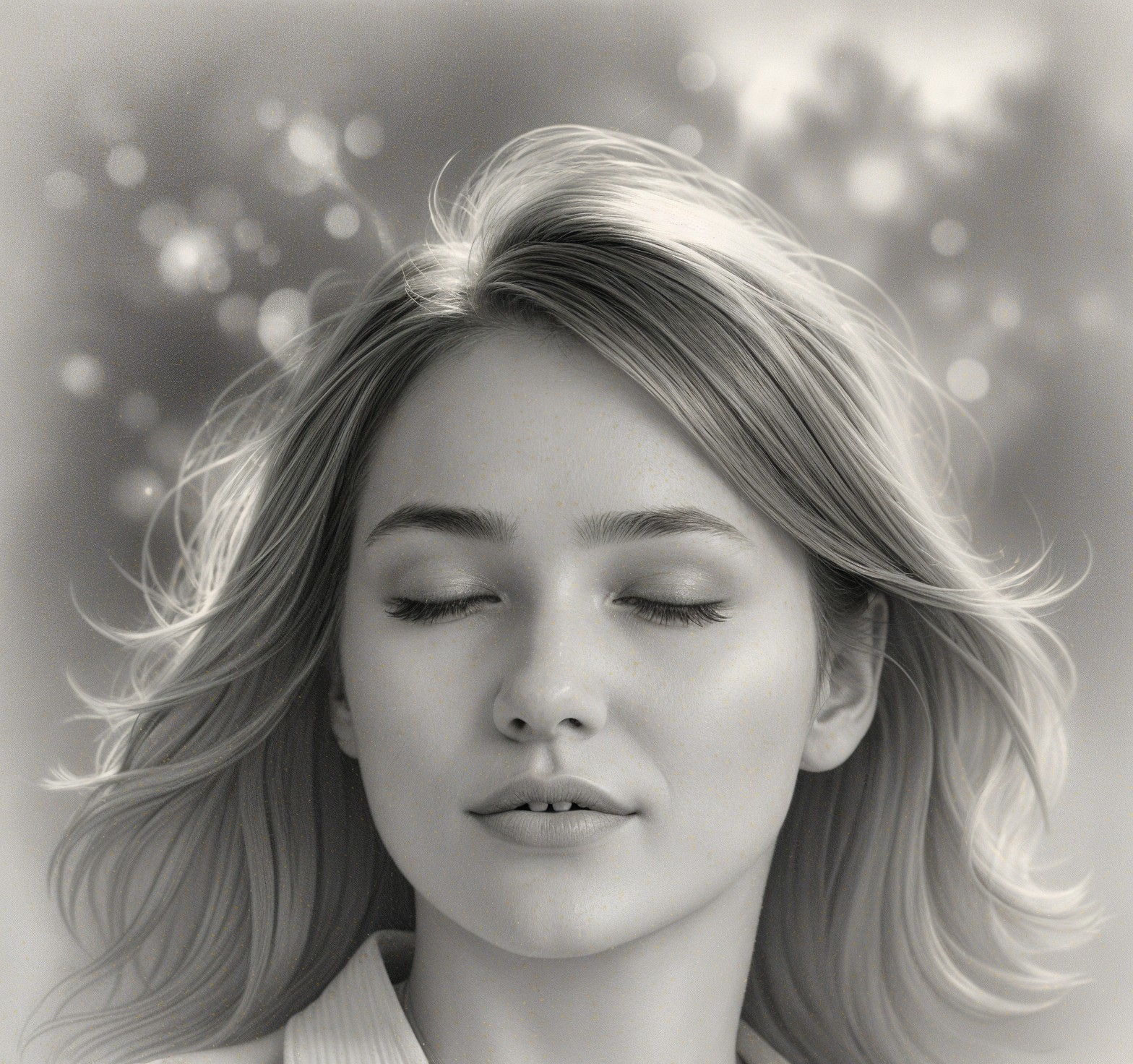 Serene portrait of a young woman in contemplation