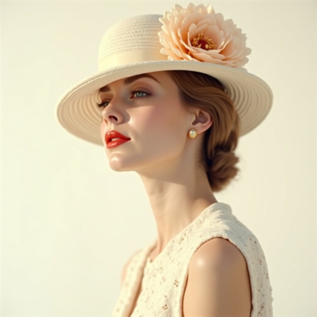 Chic Woman in Wide-Brimmed Hat with Elegant Style