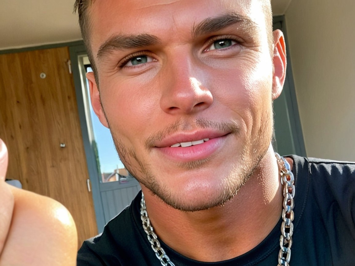 Close-Up Portrait of a Young Man with Blue Eyes