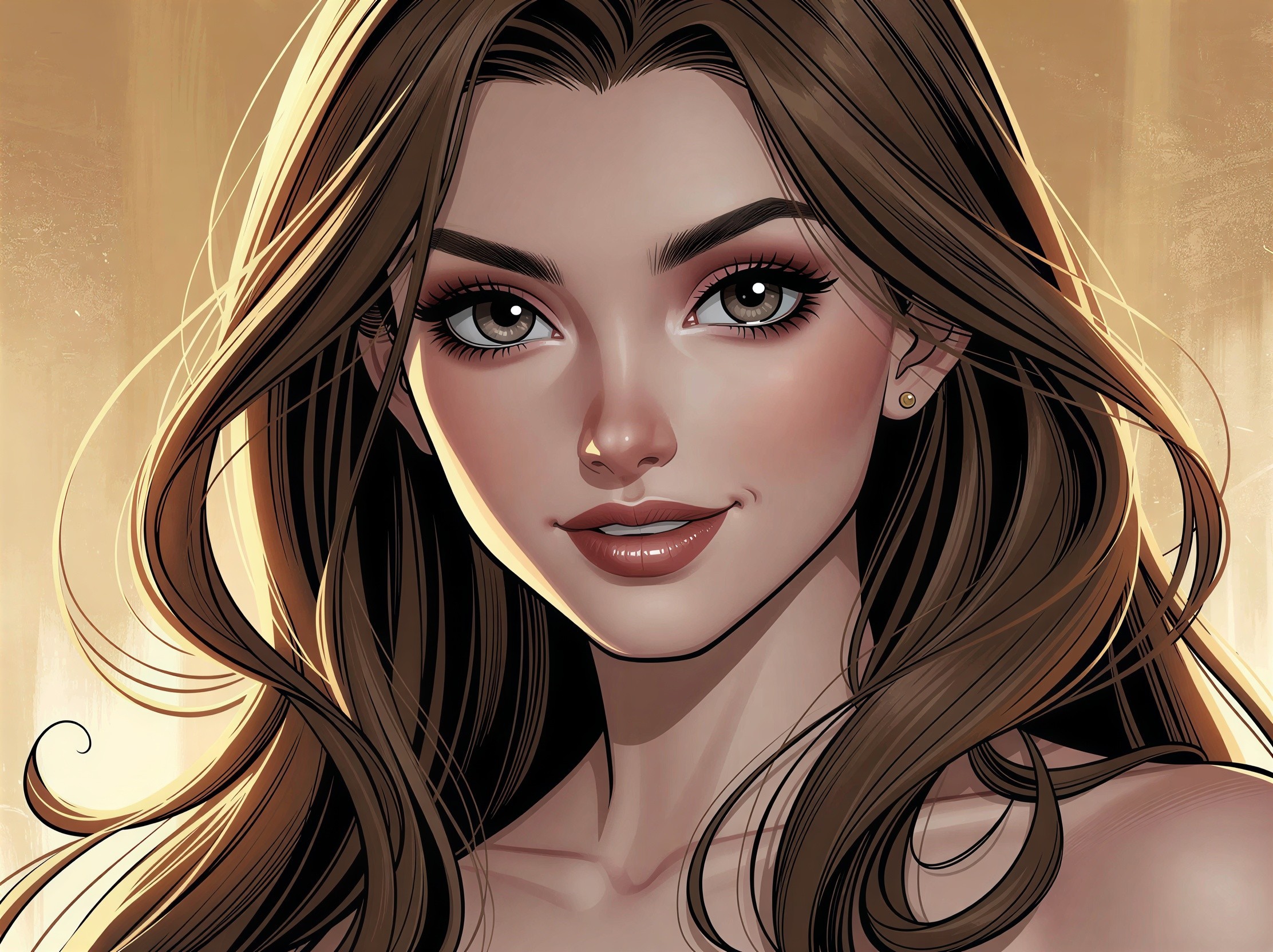 Hyper-detailed digital painting of a beautiful woman