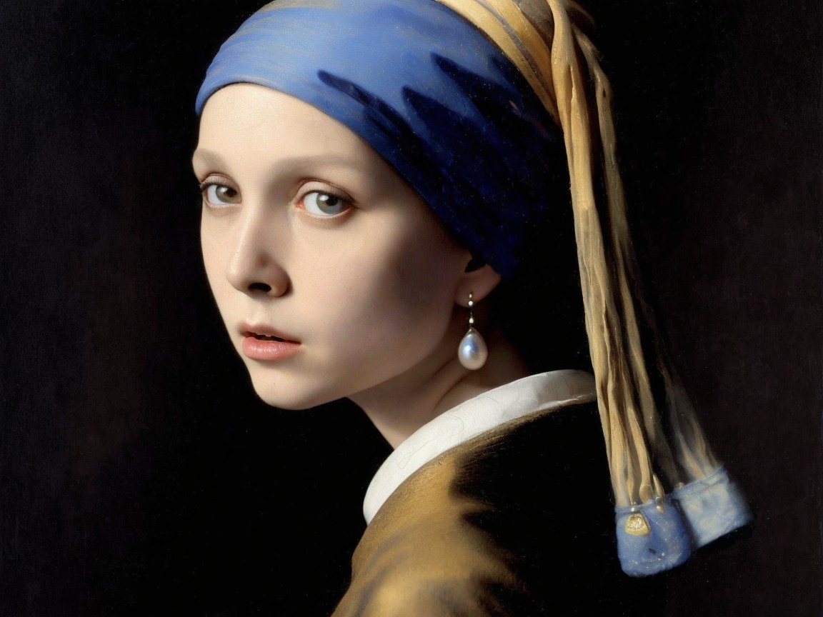 Portrait of a girl in blue and yellow headscarf