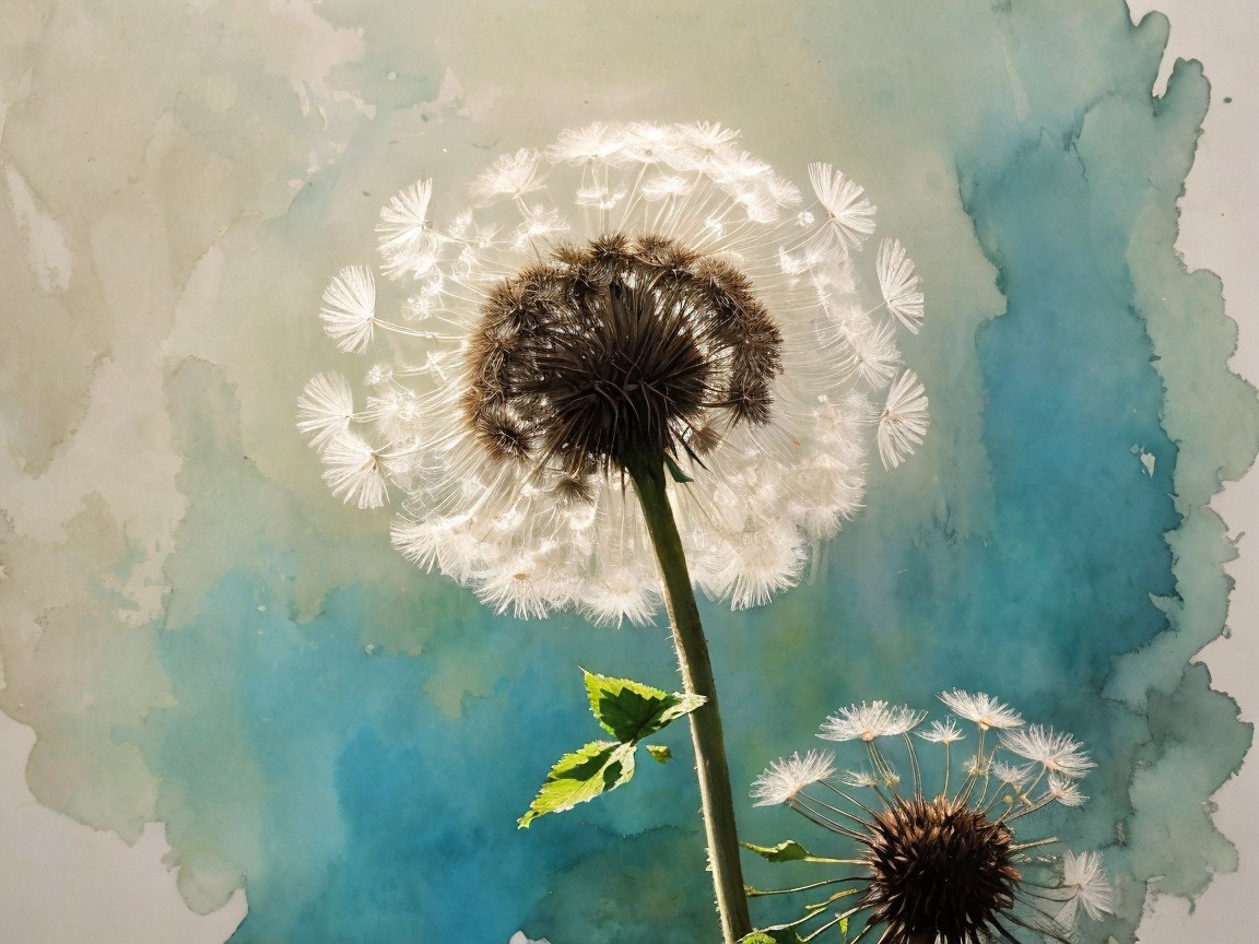 Close-Up of Dandelion Puff with Abstract Background