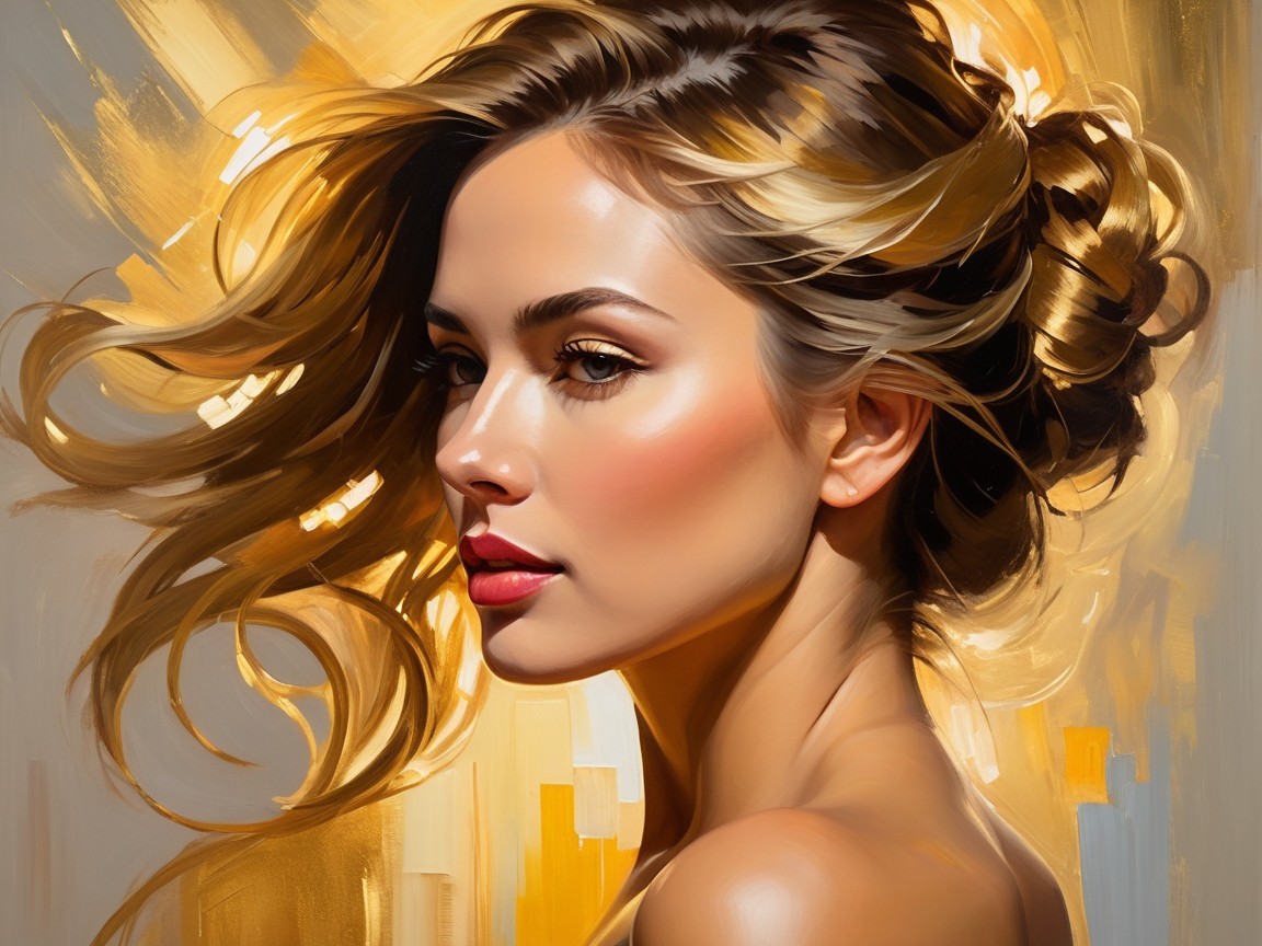 Portrait of a Woman with Golden Hair and Warm Background