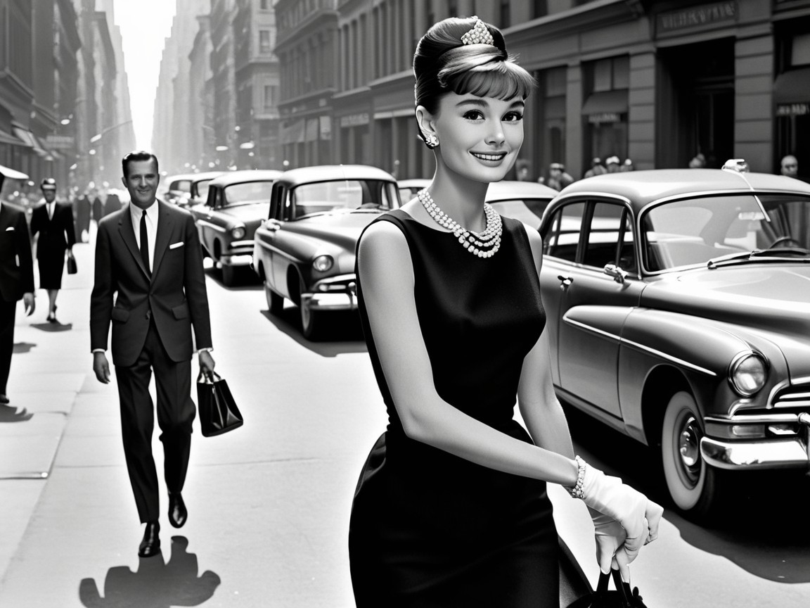 Elegant Black-and-White Urban Fashion Scene