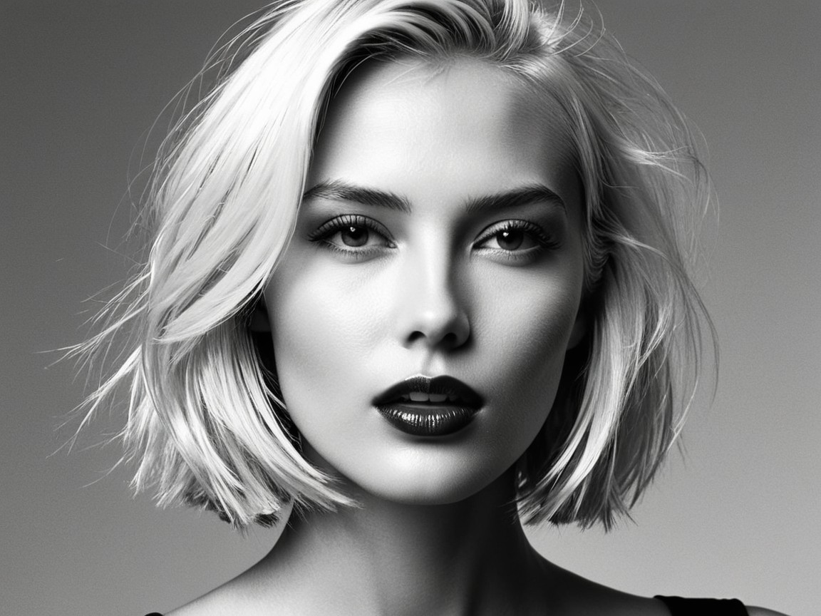 Black-and-white portrait of a confident young woman