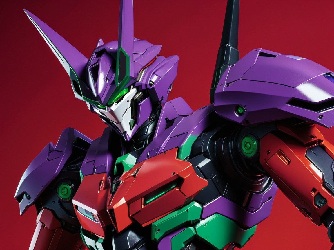 Futuristic Humanoid Robot on Vibrant Red Background