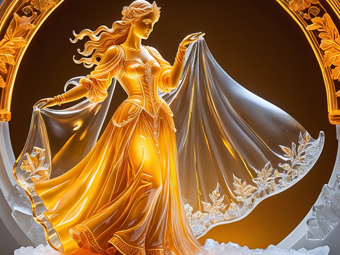 Elegant Glass Sculpture of Regal Woman with Veil