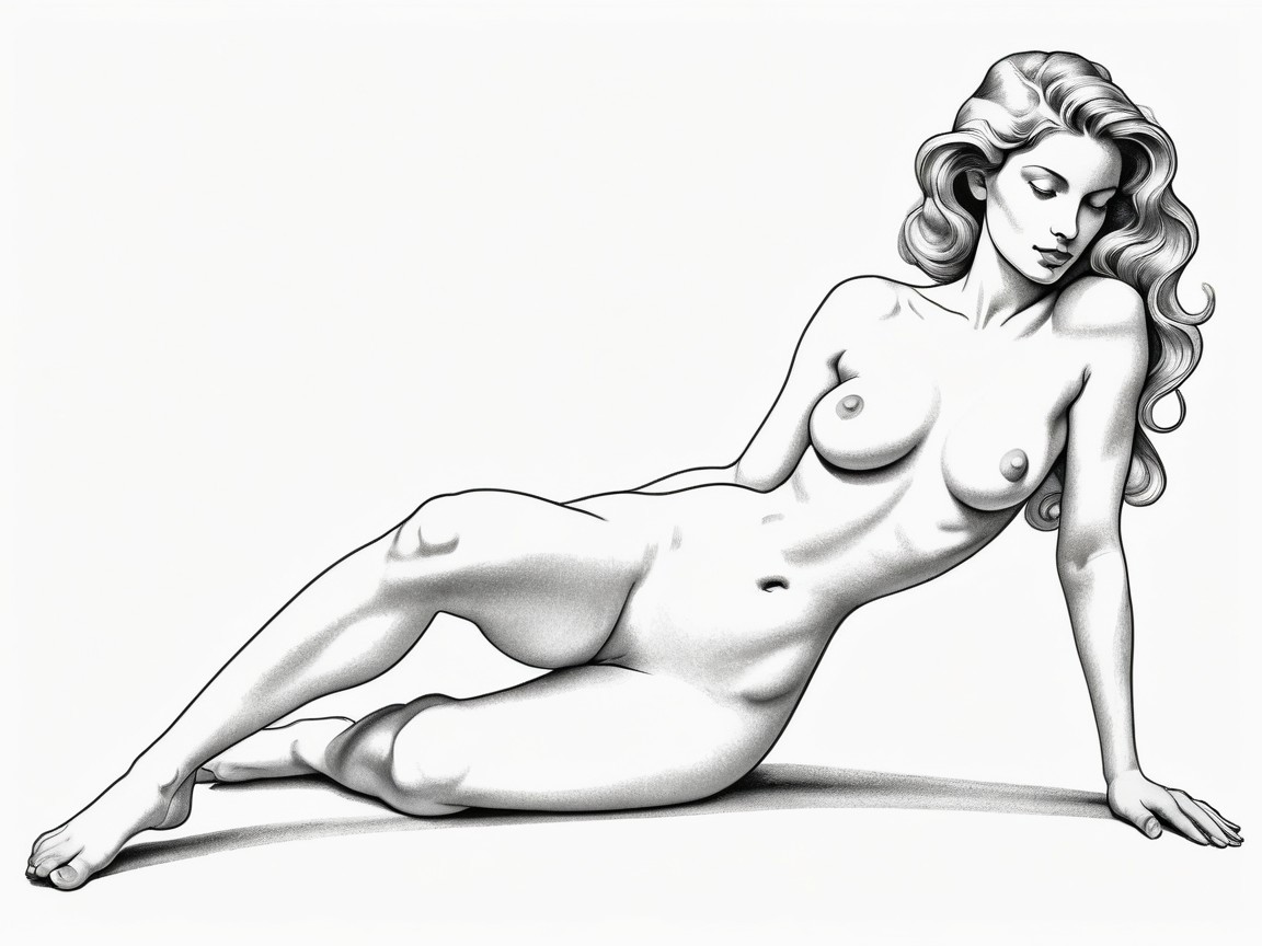 Graceful Female Figure with Serene Expression and Shading