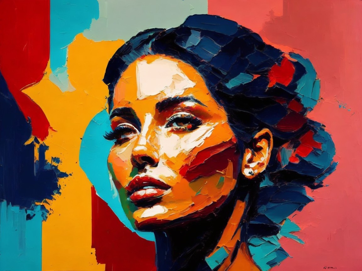 Portrait of a Confident Woman with Vibrant Colors