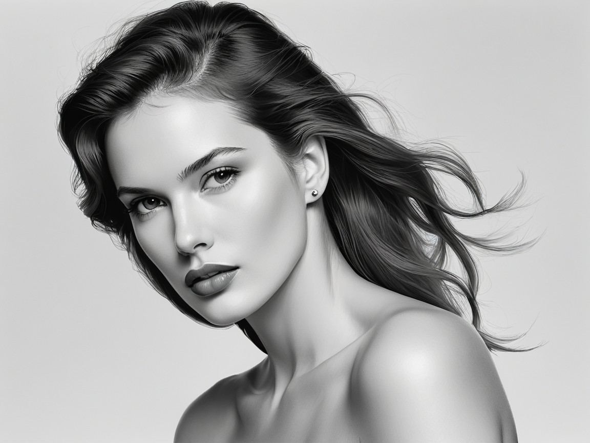 Black and White Portrait of a Young Woman