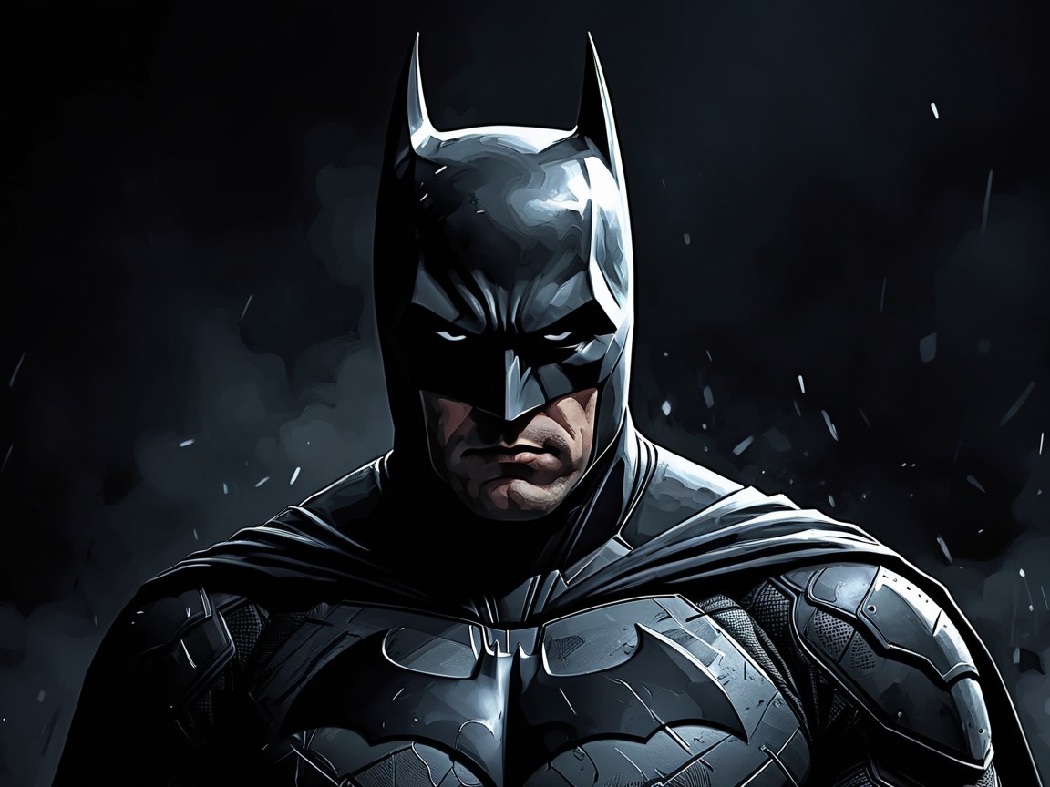 Dark Superhero in Black Cape with Intense Expression
