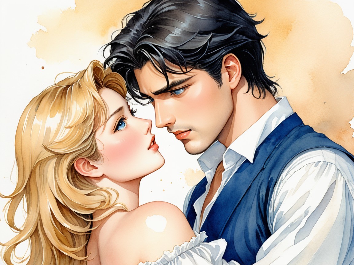 Romantic Scene of a Young Couple in Warm Tones