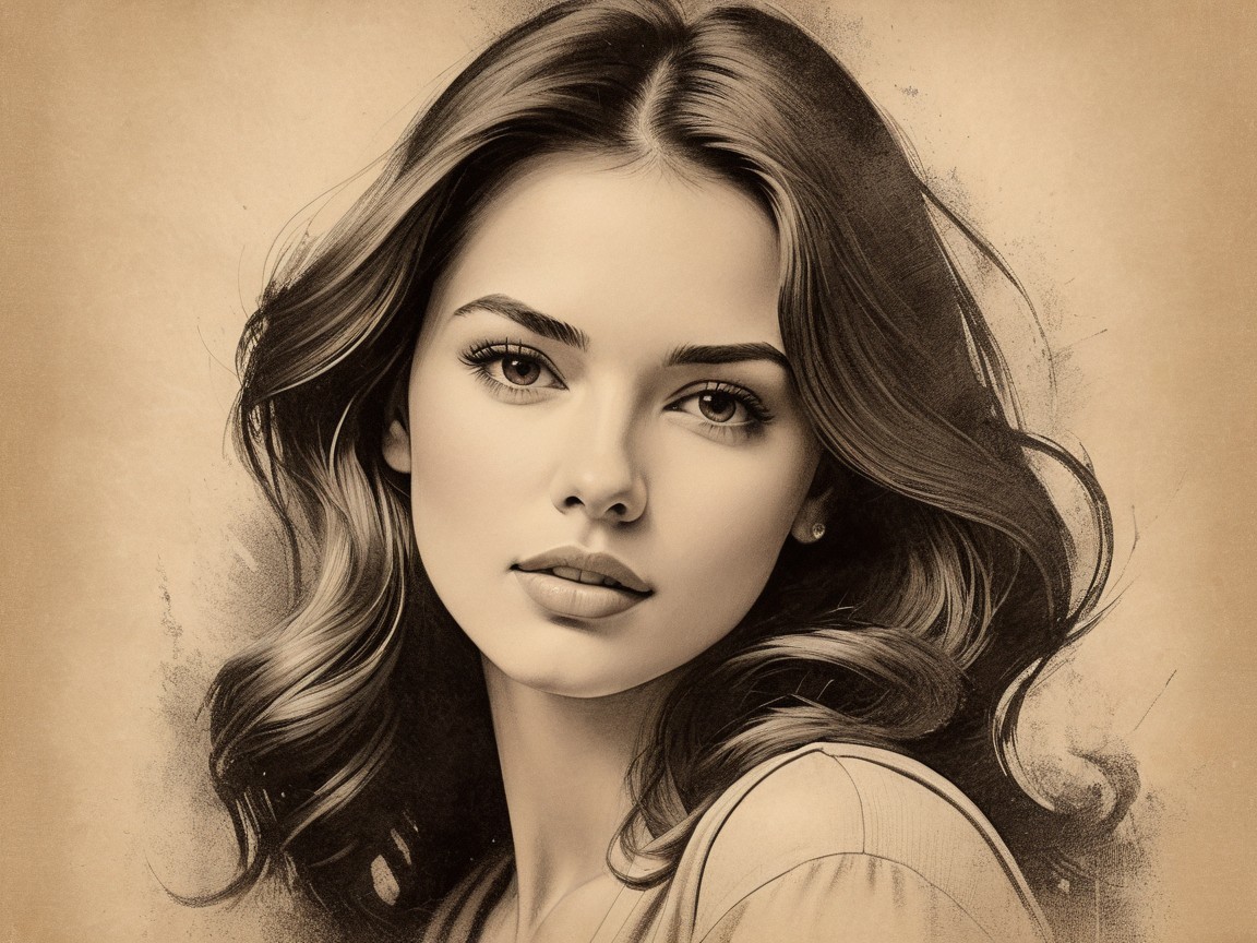 Portrait of a Young Woman with Soft Curls and Smile