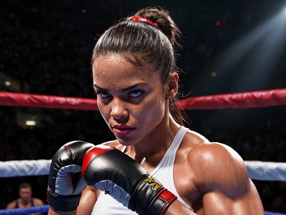 Female Boxer in the Ring Showcasing Strength and Focus