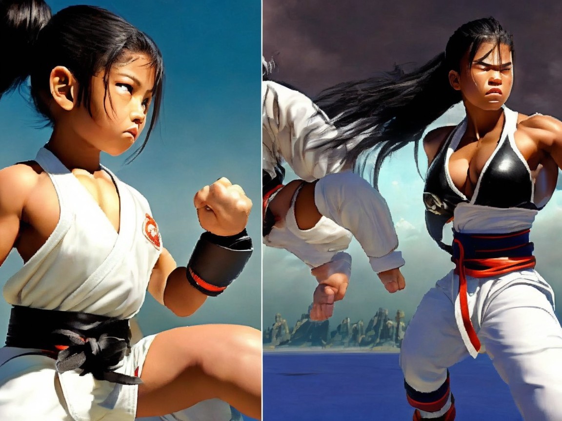 Young Girl in Martial Arts Attire: Confident and Dynamic