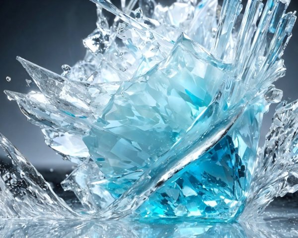 Shattered Glass Display with Crystalline Blue Centerpiece