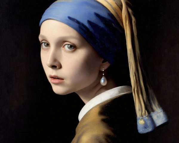 Portrait of a girl in blue and yellow headscarf
