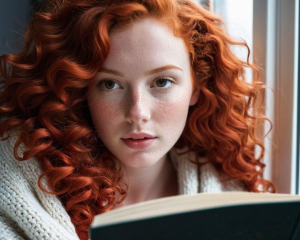 Close-up portrait of a young woman with red hair