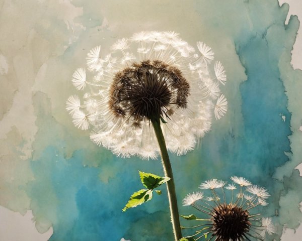 Close-Up of Dandelion Puff with Abstract Background