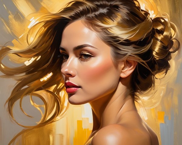 Portrait of a Woman with Golden Hair and Warm Background