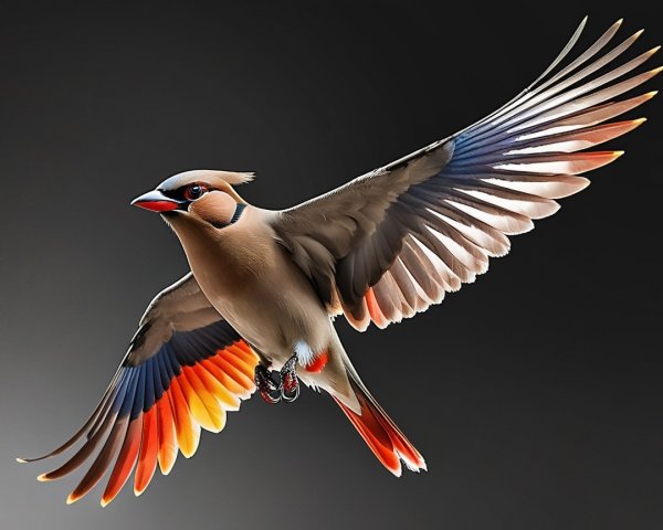 Detailed Bird in Flight with Vibrant Plumage