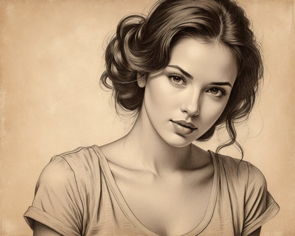 Portrait of a Young Woman with Wavy Hair and Calm Expression
