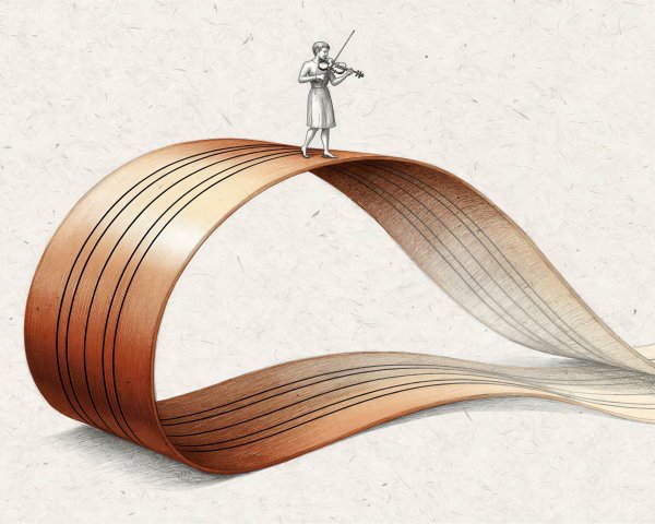 Pencil Drawing of Female Violinist on Mobius Strip