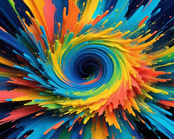 Vibrant Abstract Colors in Dynamic Swirl Composition