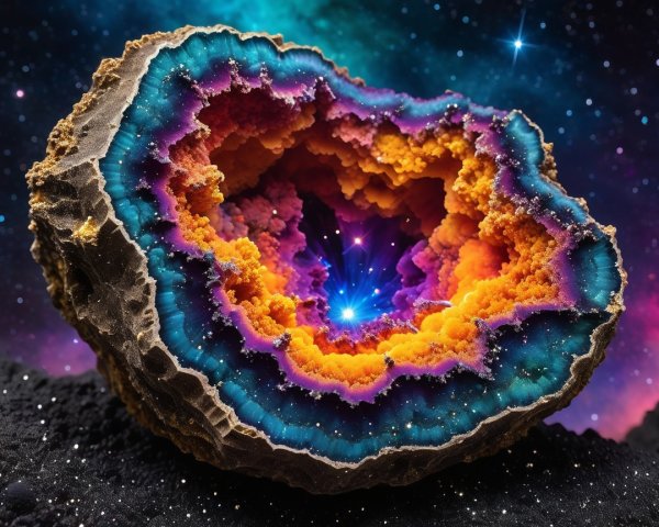 Vibrant Geode with Celestial Crystalline Interior