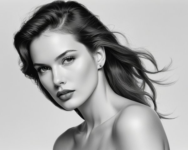 Black and White Portrait of a Young Woman