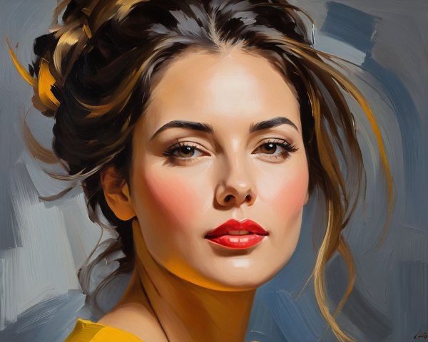 Portrait of a Young Woman with Elegant Features