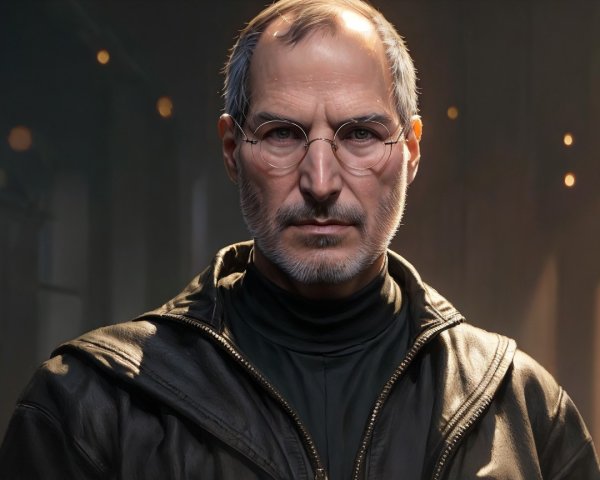 Photorealistic Portrait of a Middle-Aged Man in Black